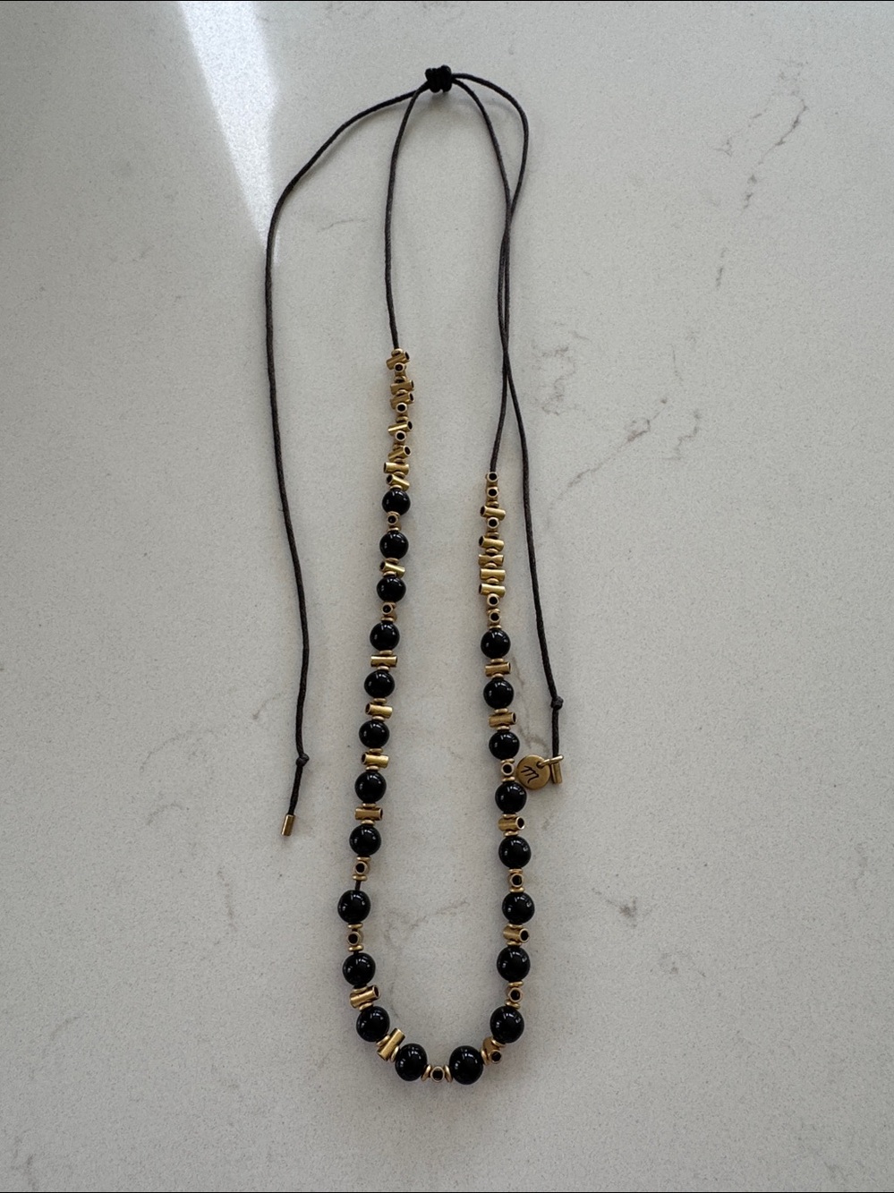Madewell Elegant Black and Gold Beaded Necklace & Bracelet NWOT ✨ - Picture 2 of 4